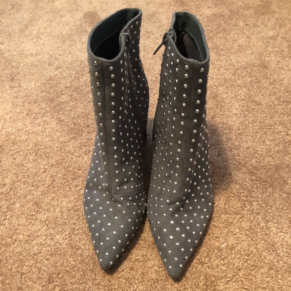 Grey studded booties